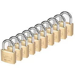 Burg-Wachter Brass Keyed Alike Padlocks 50mm 10 Pack