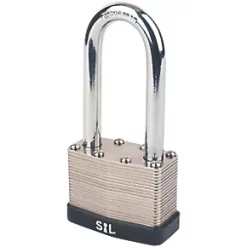 Smith & Locke Laminated Steel Weatherproof Long Shackle Padlock 50mm