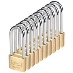Burg-Wachter Brass Keyed Alike Padlocks 50mm 10 Pack