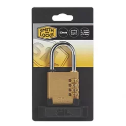 Smith & Locke Brass Combination Padlock 50mm -Padlocks Sales 4410X A2