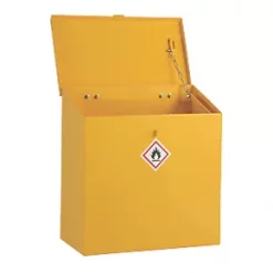 Flammable Liquid Sloping Top Storage Bin Yellow 609 x 330 x 660mm -Padlocks Sales 452VV A1