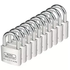 Burg-Wachter Aluminium Keyed Alike Padlocks 50mm 10 Pack