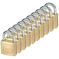 Burg-Wachter Brass Keyed Alike Padlocks 30mm 10 Pack
