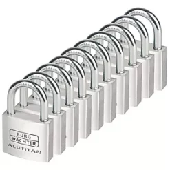 Burg-Wachter Aluminium Keyed Alike Padlocks 40mm 10 Pack