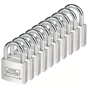 Burg-Wachter Aluminium Keyed Alike Padlocks 40mm 10 Pack 3 Burg-Wachter Aluminium Keyed Alike Padlocks 40mm 10 Pack