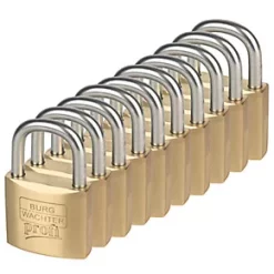 Burg-Wachter Brass Keyed Alike Water-Resistant Padlocks 40mm 10 Pack