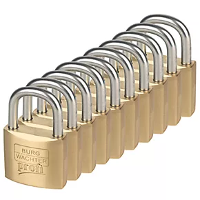 Burg-Wachter Brass Keyed Alike Water-Resistant Padlocks 40mm 10 Pack 3 Burg-Wachter Brass Keyed Alike Water-Resistant Padlocks 40mm 10 Pack