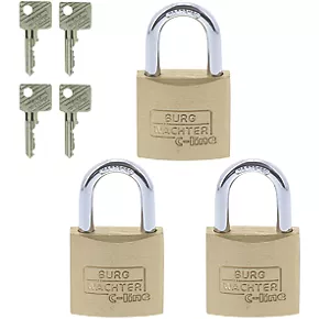 Sterling Brass Keyed Alike Long Shackle Padlock 30mm 3 Pack 3 Sterling Brass Keyed Alike Long Shackle Padlock 30mm 3 Pack