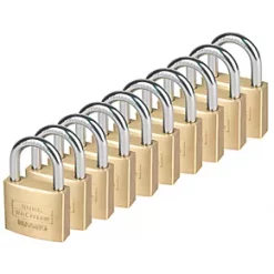 Burg-Wachter Brass Keyed Alike Padlocks 40mm 10 Pack